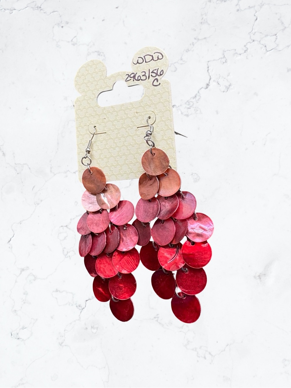 Disney Pink and Red Sequin Cascade Waterfall Drop Earrings - Picture 2 of 4